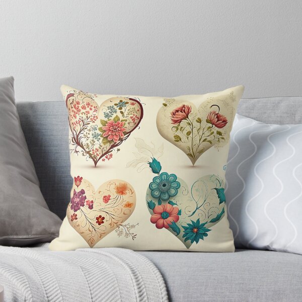 Item preview, Hearts Floral Style Pillow Gift For Valentine's Day designed and sold by MikeNealStore.