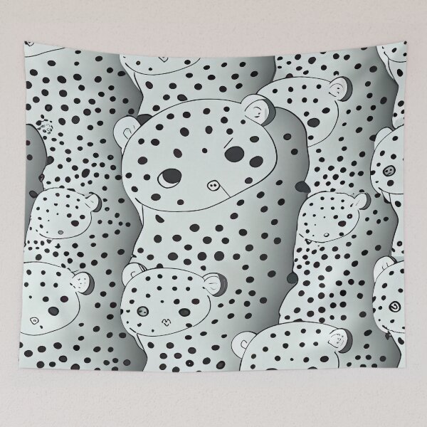 Item preview, Abstract Monochromatic Kawaii Dreamy Calming Animal Pattern Digital Painting designed and sold by CodeAndColors.