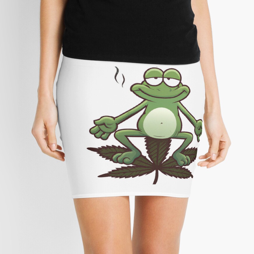 Hippy Cute Stoner Frog Sitting On A Pot Leaf  Art Board Print for