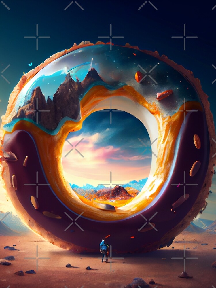 Aperçu 5 sur 5. Robe trapèze avec l'œuvre Bright Trippy Scenic Donut Landscape Digital Painting créée et vendue par CodeAndColors.