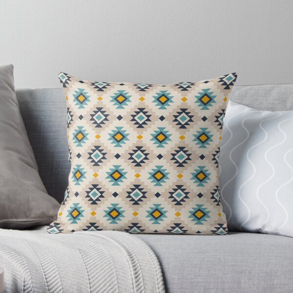 Geometric Traditional Vintage Moroccan Andalusian Texture Fabric Style Throw Pillow