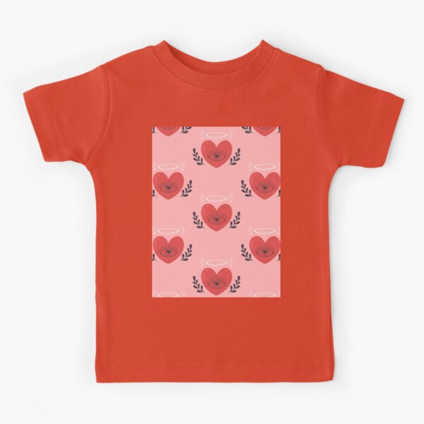 Cute Kawaii Love Print-Happy Valentines Day-Romantic Love Red Angel Heart  Pattern- Cute Valentine Retro Evil Eye Print-Trending Seamless Pattern  Aesthetic Print Kids T-Shirt for Sale by ReeianLifestyle