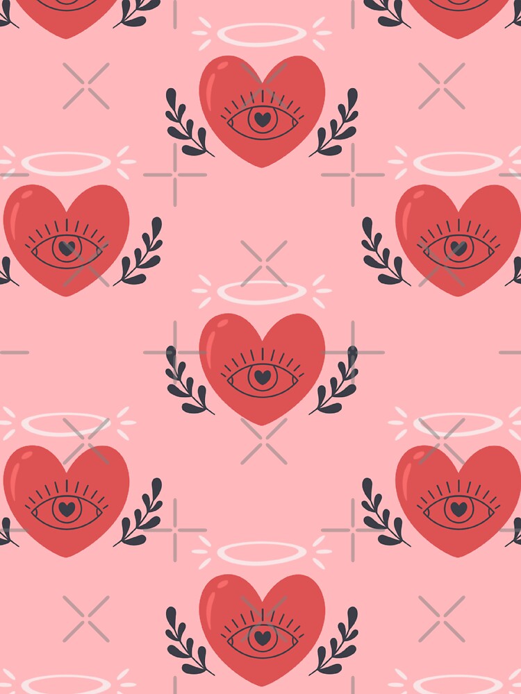 Cute Kawaii Love Print-Happy Valentines Day-Romantic Love Red Angel Heart  Pattern- Cute Valentine Retro Evil Eye Print-Trending Seamless Pattern  Aesthetic Print Kids T-Shirt for Sale by ReeianLifestyle