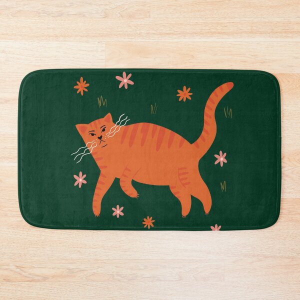Item preview, Cool orange cat in flower field illustration designed and sold by WeirdyTales.