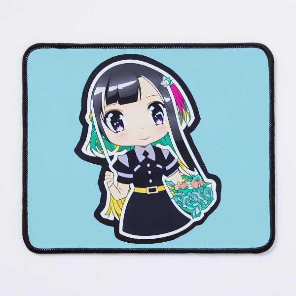 Artikelvorschau, Süßes kawaii Mädchen in einem Kleid mit Blumen auf der einen Seite und mehrfarbigem Haar entworfen und verkauft von AleKawaiiDesign.