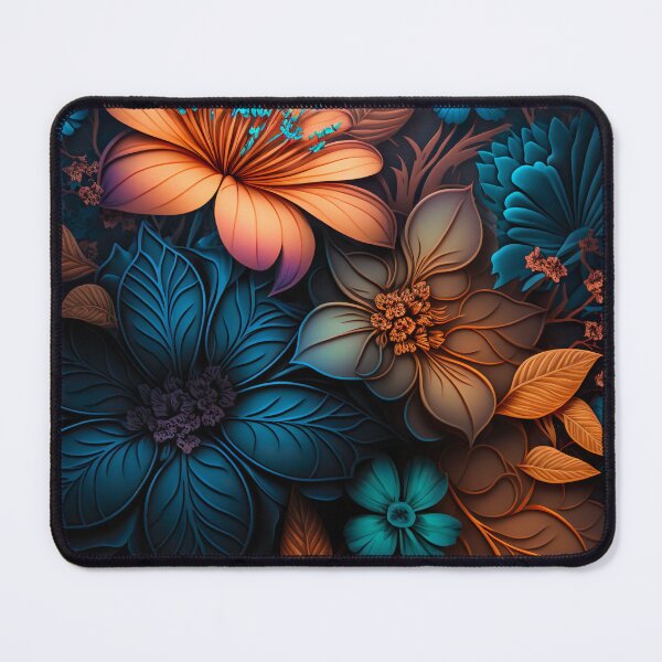 Item preview, Flowers Pattern, Blue and Orange designed and sold by Papouilles.