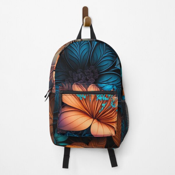 Item preview, Flowers Pattern, Blue and Orange designed and sold by Papouilles.