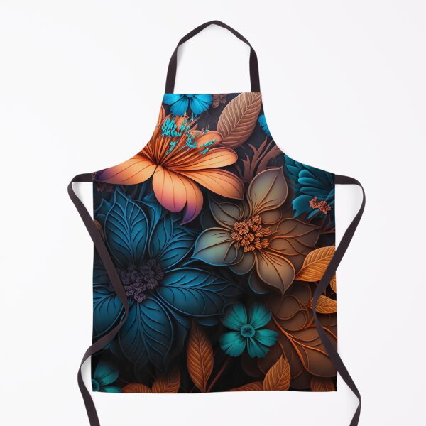 Item preview, Flowers Pattern, Blue and Orange designed and sold by Papouilles.