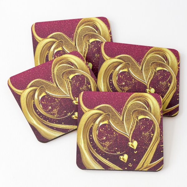 Item preview, Golden hearts on red designed and sold by CallaCoralia.