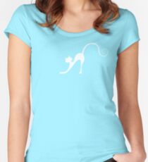 White cat in night Women's Fitted Scoop T-Shirt