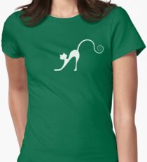 White cat in night Women's Fitted T-Shirt