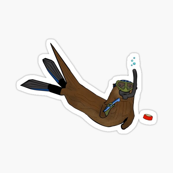 Otter playing underwater hockey Sticker