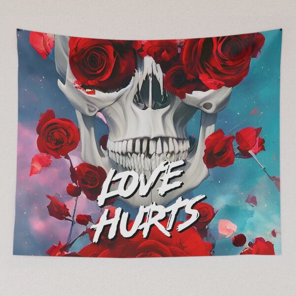 Item preview, Red roses and skull - Love Hurts designed and sold by angelisart.