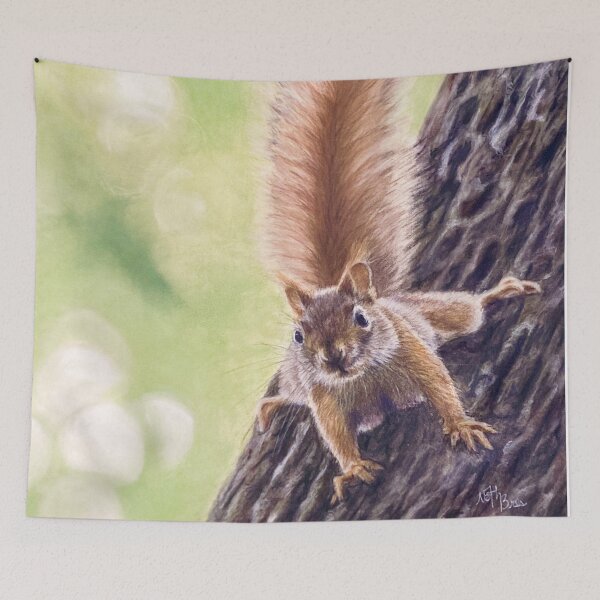 Item preview, Cute red squirrel on tree trunk designed and sold by NathBros.