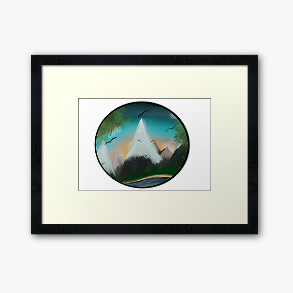 Mountain scene window Framed Art Print