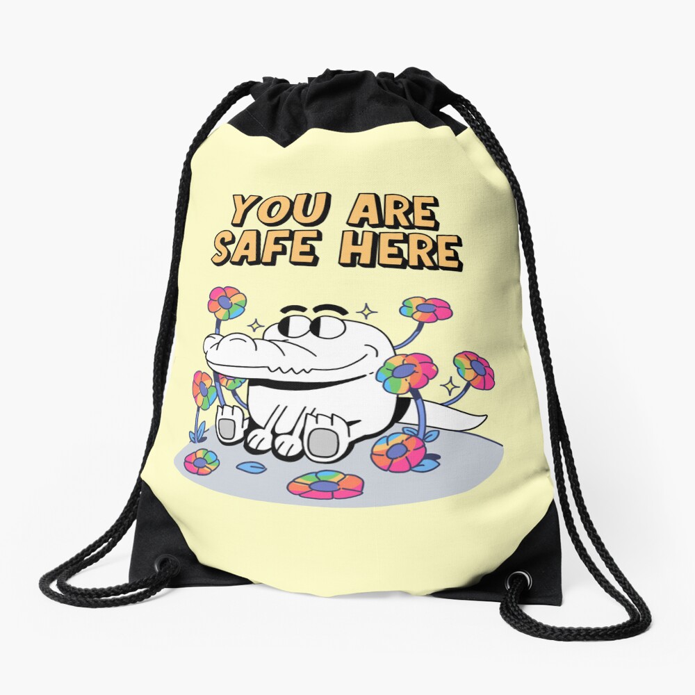 Rainbow Safe Space Lizard Drawstring Bag