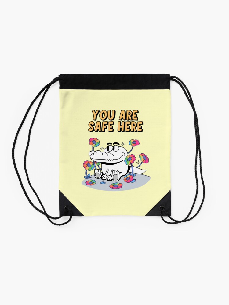 Alternate view of Rainbow Safe Space Lizard Drawstring Bag