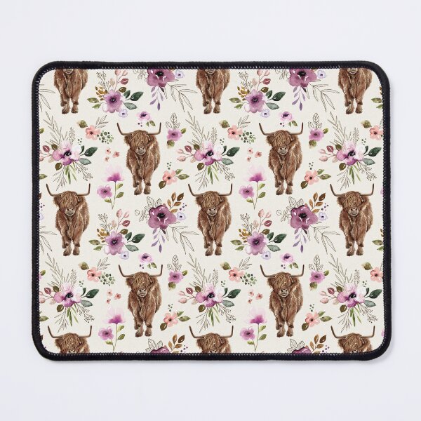 Item preview, Boho Highland Cow Purple Floral, Watercolor Floral, Highland Cow Decor designed and sold by cateandrainn.