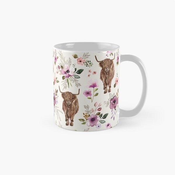Item preview, Boho Highland Cow Purple Floral, Watercolor Floral, Highland Cow Decor designed and sold by cateandrainn.