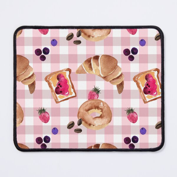 Item preview, Sweet Breakfast Pattern with checkered background in pink designed and sold by papierquarell.