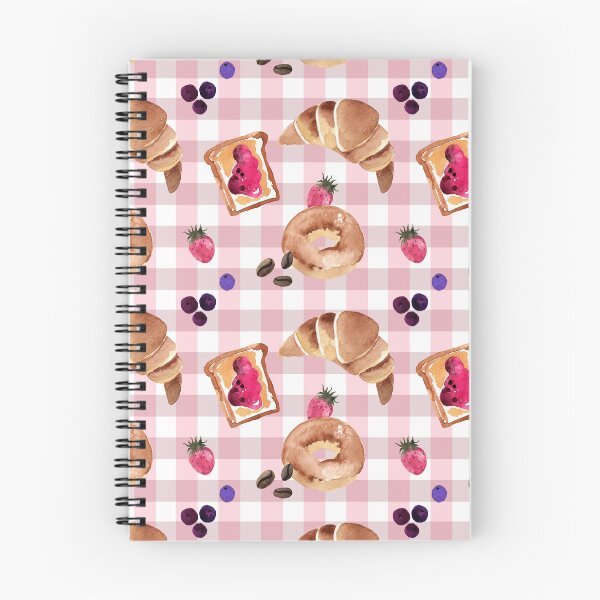 Item preview, Sweet Breakfast Pattern with checkered background in pink designed and sold by papierquarell.