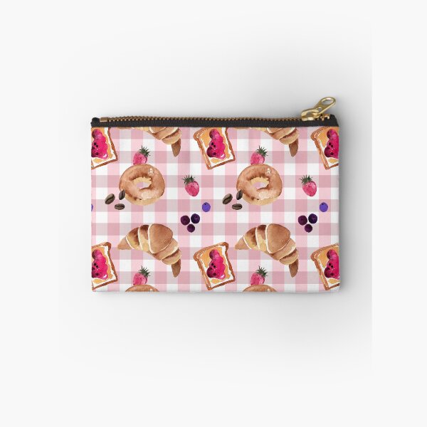 Item preview, Sweet Breakfast Pattern with checkered background in pink designed and sold by papierquarell.