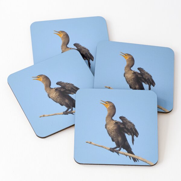 Item preview, A Double-crested Cormorant On a Branch With Its Wings Spread designed and sold by BackyardBirder.
