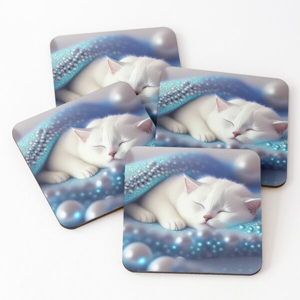 Item preview, White British Shorthair Cat With Pearls designed and sold by Nocturne  Paws.