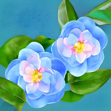 Blue camellia flower artwork Poster for Sale by gramizzia Redbubble