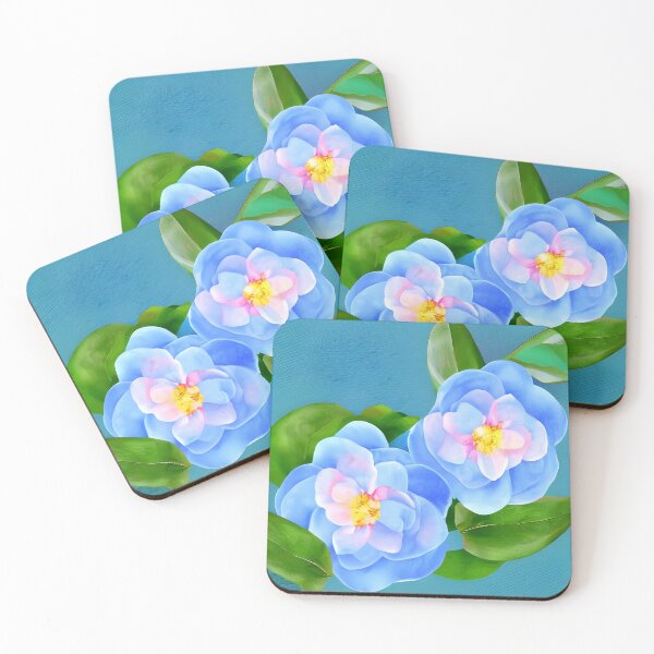 Item preview, Blue camellia flower artwork designed and sold by gramizzia.