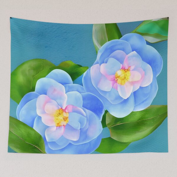 Item preview, Blue camellia flower artwork designed and sold by gramizzia.
