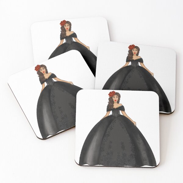 Item preview, Black Quinceañera Dress Fashion Illustration - One Big Red Rose - Sweet 15 designed and sold by SMillustrations.