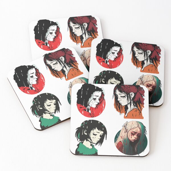 Item preview, Sad girls drawing sticker pack designed and sold by AreteSticker.