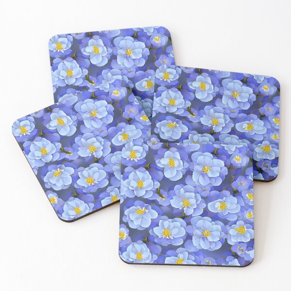 Item preview, Blue camellia flower pattern designed and sold by gramizzia.