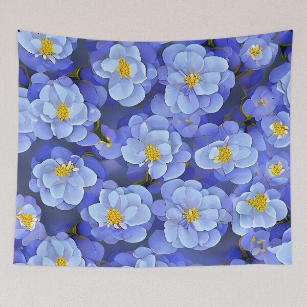 Item preview, Blue camellia flower pattern designed and sold by gramizzia.