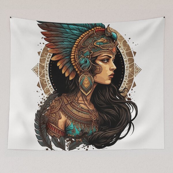 Item preview, Aztec Princess - Stunning Design on a White Background designed and sold by RuizCreative.