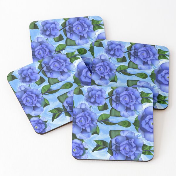 Item preview, Blue camellia flower pattern designed and sold by gramizzia.