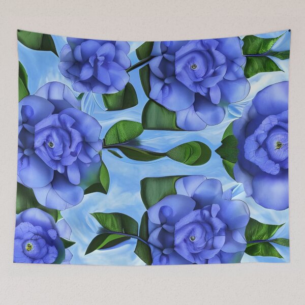 Item preview, Blue camellia flower pattern designed and sold by gramizzia.