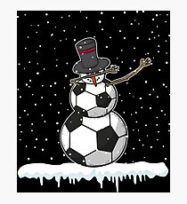 Soccer Dabbing Snowman Artsy Christmas Winter Gift Photographic Print