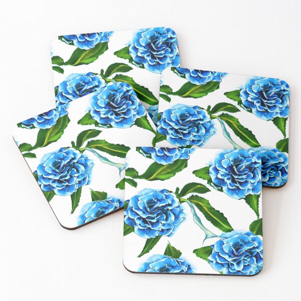 Item preview, Blue camellia flower pattern designed and sold by gramizzia.