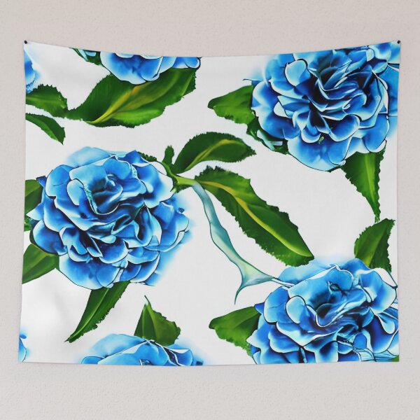 Item preview, Blue camellia flower pattern designed and sold by gramizzia.
