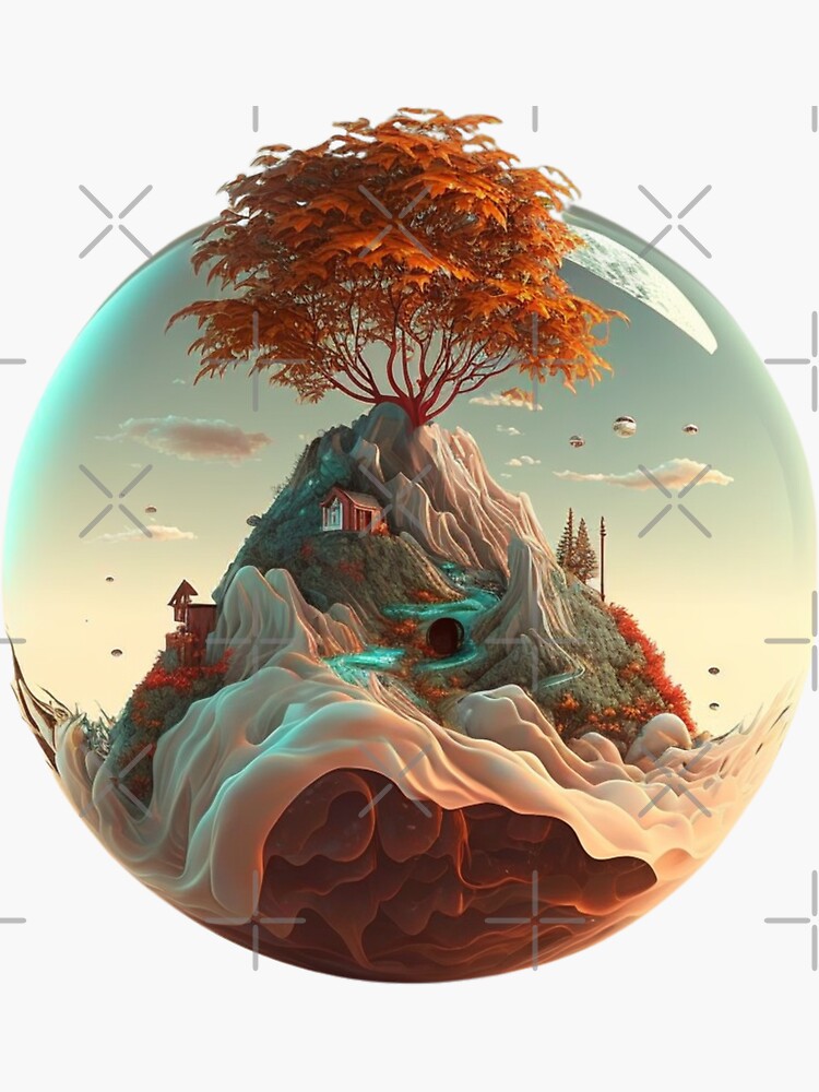 Tree Top Mountain Sphere Sticker for Sale by shabarooo