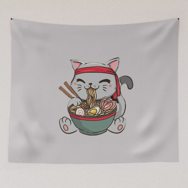 Item preview, cat eating spaghetti designed and sold by OmOuma.