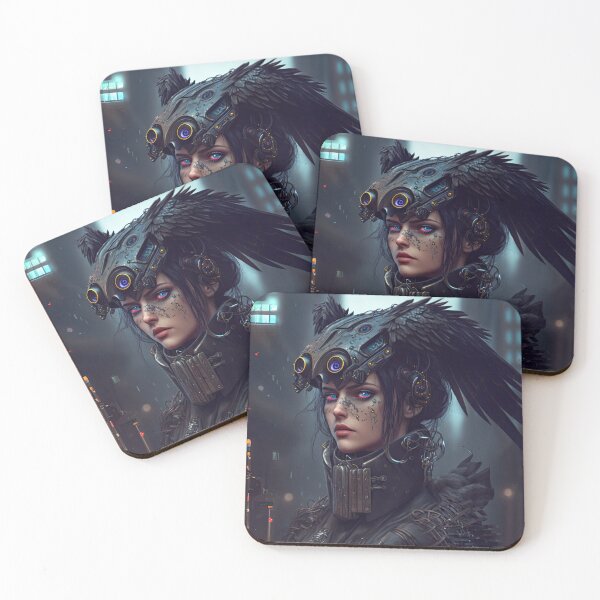 Item preview, The Raven - Technogoth Cyberpunk Sci Fi Gothic Fantasy Original Artwork - Very High Resolution, Also She's a Cybergoth - Original Artwork designed and sold by CloudofKnowing.