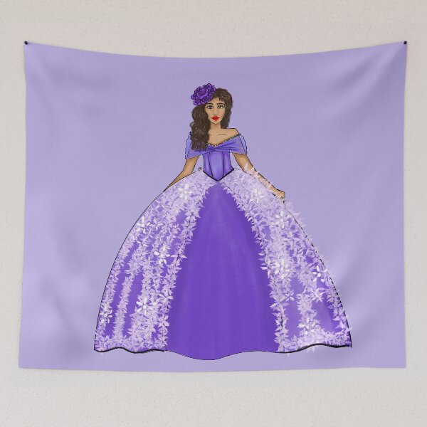 Item preview, Purple Quinceañera Dress Fashion Illustration - One Big Purple Rose - Sweet 15 designed and sold by SMillustrations.