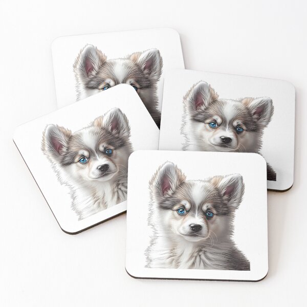 Item preview, Cute blue-eyed Pomsky/Mini Husky Puppy digital art drawing for printables designed and sold by BHC-P.