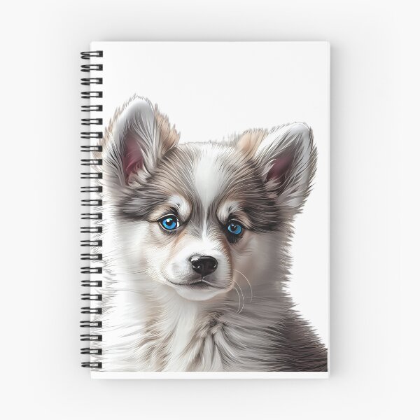 Item preview, Cute blue-eyed Pomsky/Mini Husky Puppy digital art drawing for printables designed and sold by BHC-P.