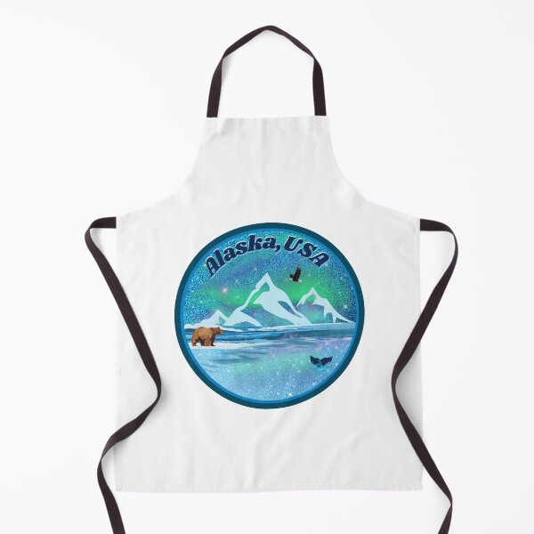 Item preview, Alaska USA Northern Lights scene - Bear Whale Bald Eagle Mountains designed and sold by Chantockey.