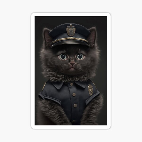 Cat Police Officer Sticker for Sale by ElleeKat