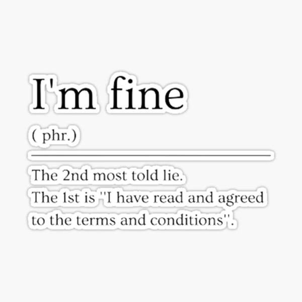 I'm fine, Dictionary Definition Sticker for Sale by ED-TDesigns